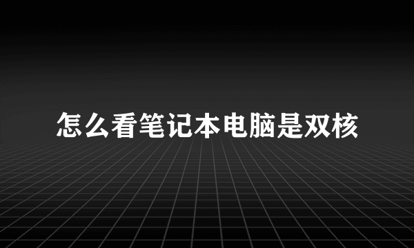 怎么看笔记本电脑是双核