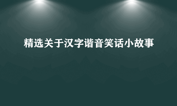 精选关于汉字谐音笑话小故事