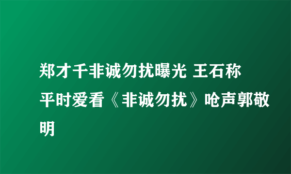 郑才千非诚勿扰曝光 王石称平时爱看《非诚勿扰》呛声郭敬明