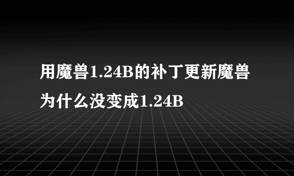 用魔兽1.24B的补丁更新魔兽为什么没变成1.24B