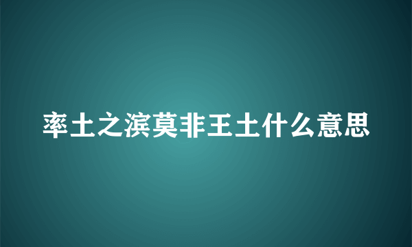 率土之滨莫非王土什么意思