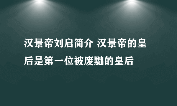 汉景帝刘启简介 汉景帝的皇后是第一位被废黜的皇后