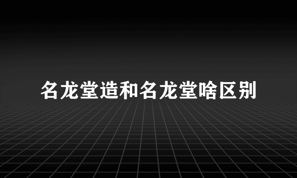 名龙堂造和名龙堂啥区别