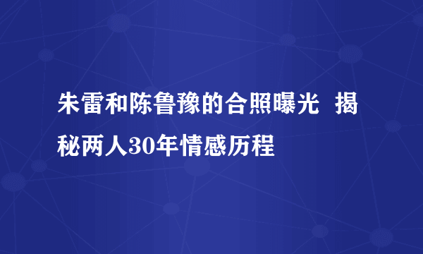 朱雷和陈鲁豫的合照曝光  揭秘两人30年情感历程