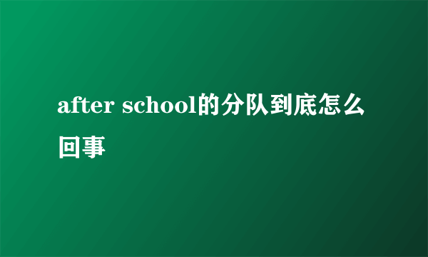 after school的分队到底怎么回事