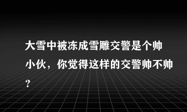 大雪中被冻成雪雕交警是个帅小伙，你觉得这样的交警帅不帅？