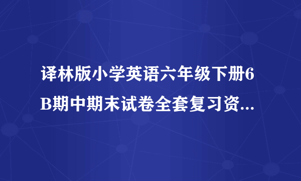 译林版小学英语六年级下册6B期中期末试卷全套复习资料含完整答案