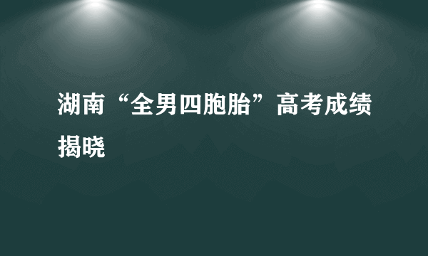 湖南“全男四胞胎”高考成绩揭晓