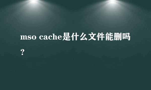 mso cache是什么文件能删吗？