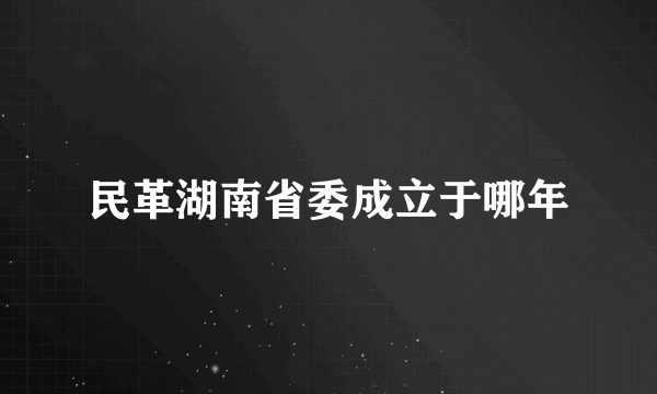 民革湖南省委成立于哪年