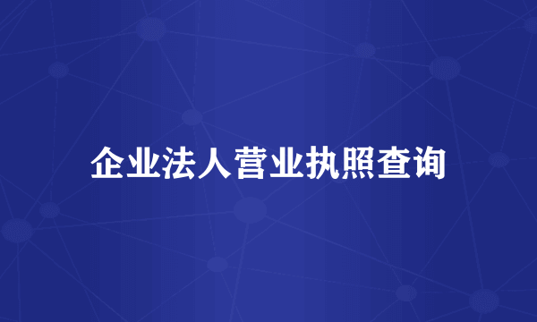 企业法人营业执照查询