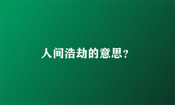 人间浩劫的意思？