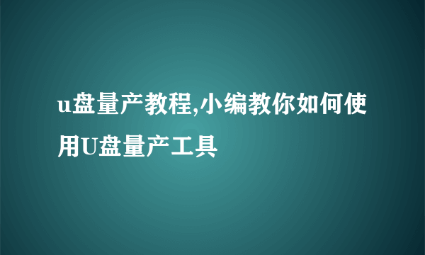 u盘量产教程,小编教你如何使用U盘量产工具