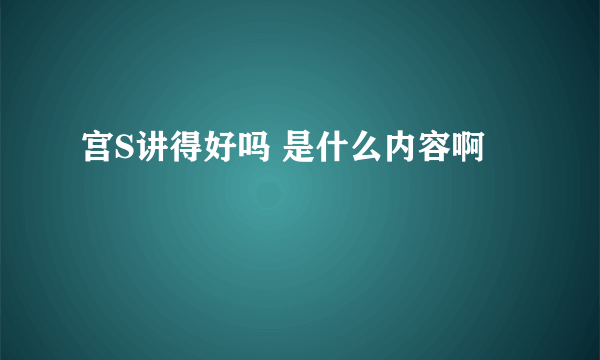 宫S讲得好吗 是什么内容啊