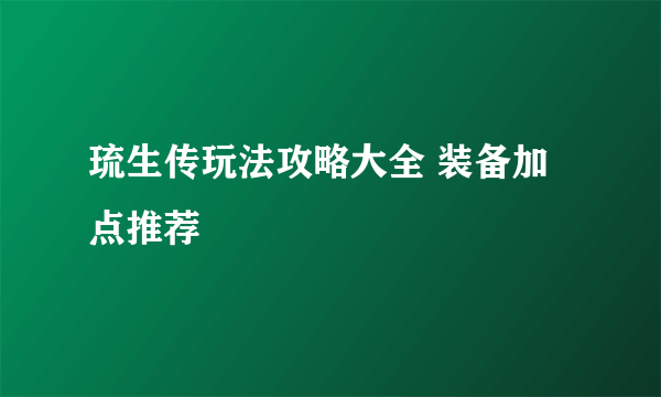 琉生传玩法攻略大全 装备加点推荐