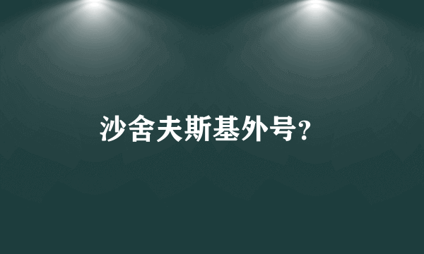 沙舍夫斯基外号？