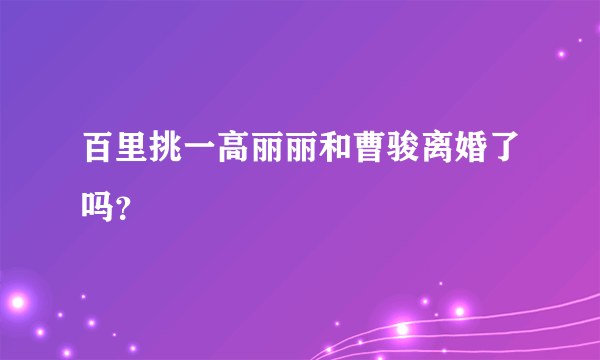 百里挑一高丽丽和曹骏离婚了吗？