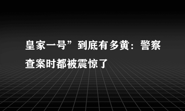 皇家一号”到底有多黄：警察查案时都被震惊了