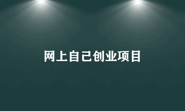 网上自己创业项目