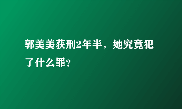 郭美美获刑2年半，她究竟犯了什么罪？