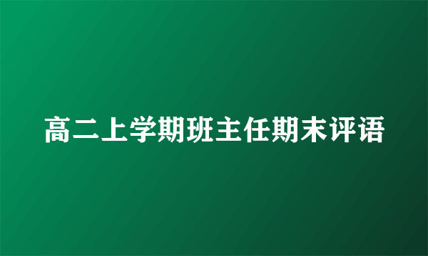 高二上学期班主任期末评语