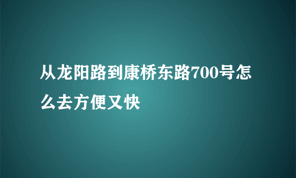 从龙阳路到康桥东路700号怎么去方便又快