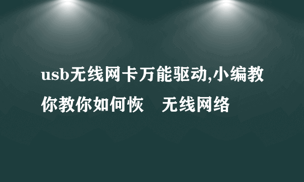 usb无线网卡万能驱动,小编教你教你如何恢復无线网络