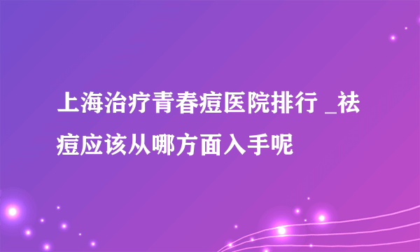 上海治疗青春痘医院排行 _祛痘应该从哪方面入手呢