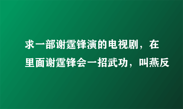 求一部谢霆锋演的电视剧，在里面谢霆锋会一招武功，叫燕反