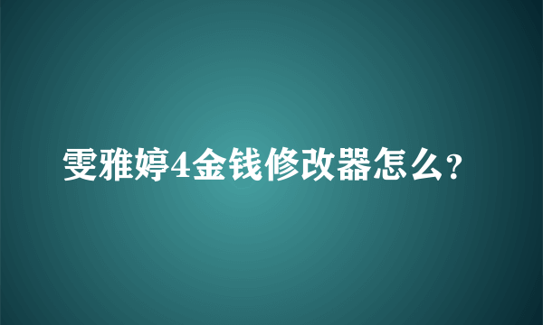 雯雅婷4金钱修改器怎么？