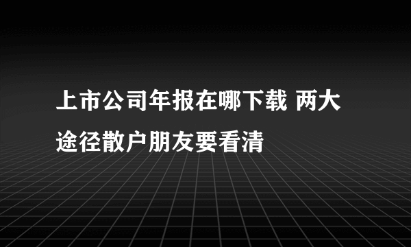 上市公司年报在哪下载 两大途径散户朋友要看清