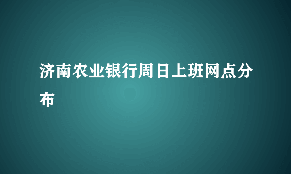 济南农业银行周日上班网点分布