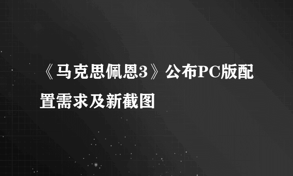 《马克思佩恩3》公布PC版配置需求及新截图