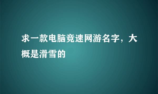 求一款电脑竞速网游名字，大概是滑雪的