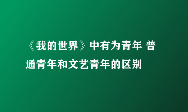 《我的世界》中有为青年 普通青年和文艺青年的区别