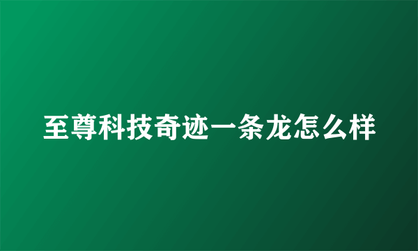 至尊科技奇迹一条龙怎么样