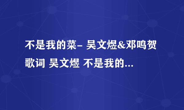 不是我的菜- 吴文煜&邓鸣贺歌词 吴文煜 不是我的菜- 吴文煜&邓鸣贺LRC歌词