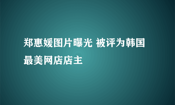 郑惠媛图片曝光 被评为韩国最美网店店主