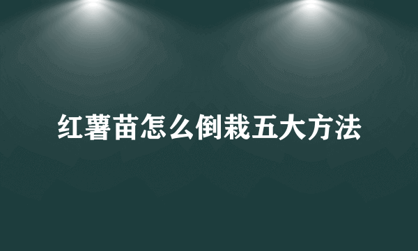 红薯苗怎么倒栽五大方法