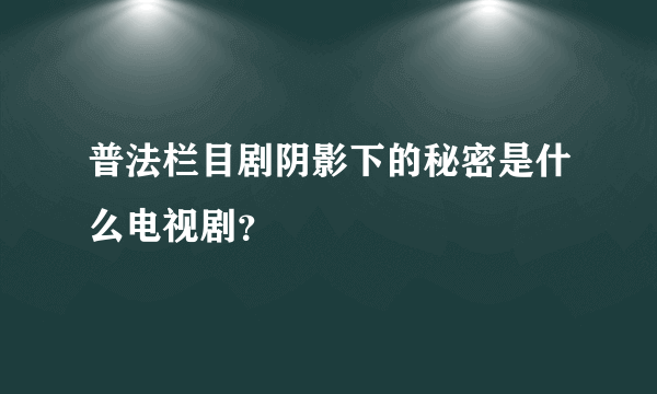 普法栏目剧阴影下的秘密是什么电视剧？