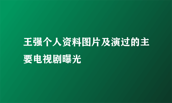 王强个人资料图片及演过的主要电视剧曝光