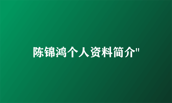 陈锦鸿个人资料简介