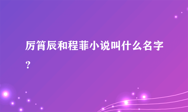 厉筲辰和程菲小说叫什么名字？