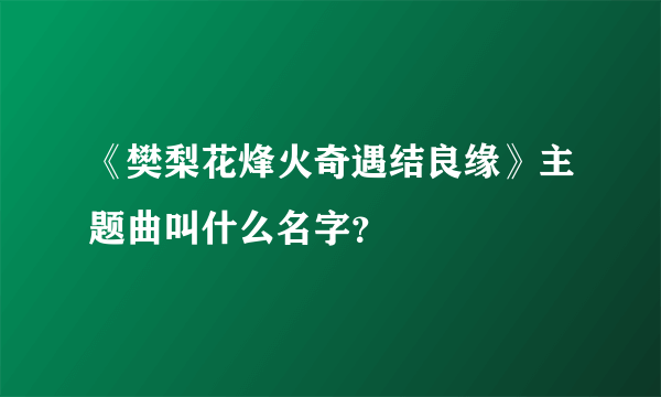 《樊梨花烽火奇遇结良缘》主题曲叫什么名字？