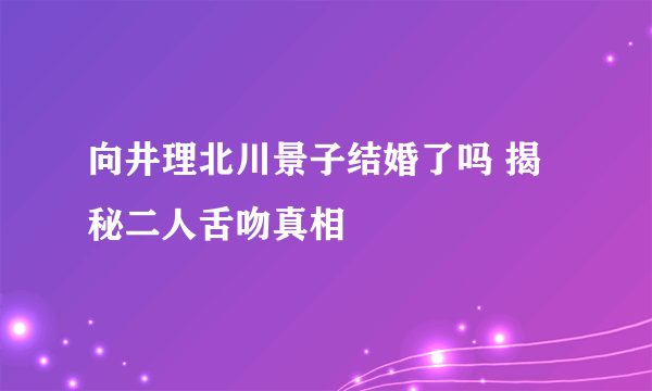 向井理北川景子结婚了吗 揭秘二人舌吻真相