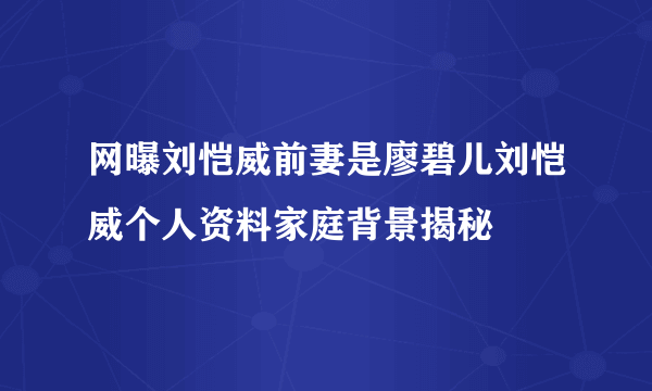 网曝刘恺威前妻是廖碧儿刘恺威个人资料家庭背景揭秘