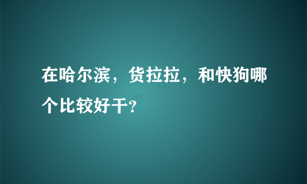 在哈尔滨，货拉拉，和快狗哪个比较好干？