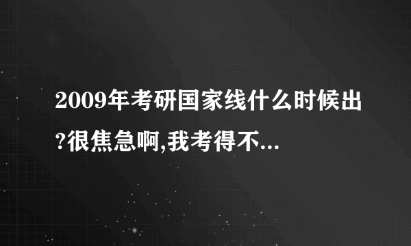 2009年考研国家线什么时候出?很焦急啊,我考得不是太好,只是得了不得20分