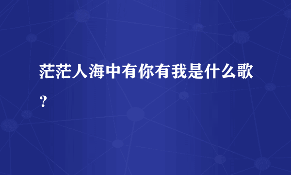 茫茫人海中有你有我是什么歌？