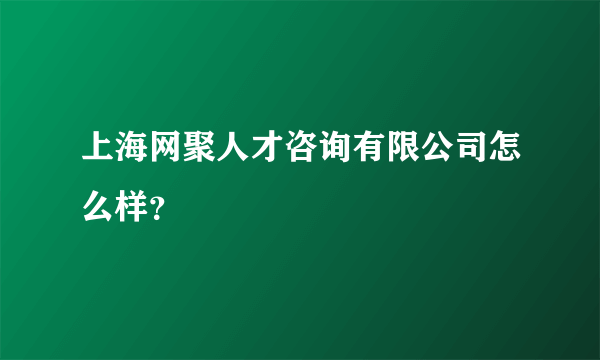 上海网聚人才咨询有限公司怎么样？